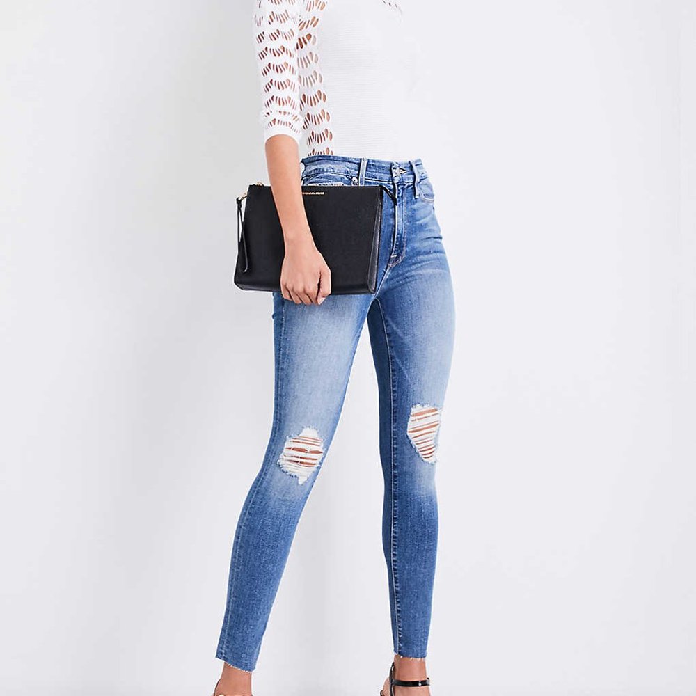 Good American Light Blue Ripped Skinny Jeans